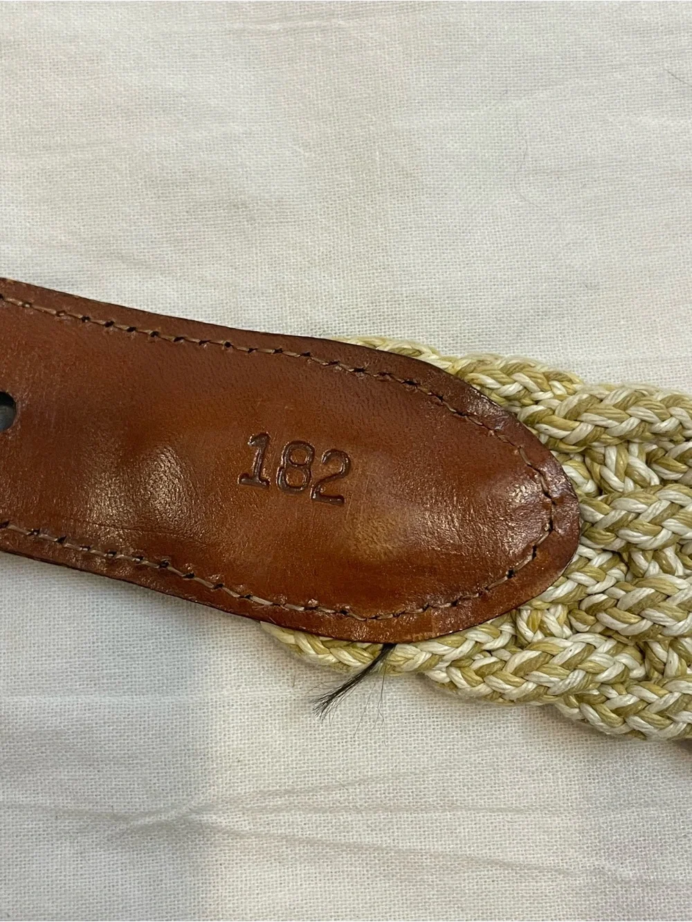 La Martina Polo Woven Stretch Braided Belt Cream Brown Leather 38-40”